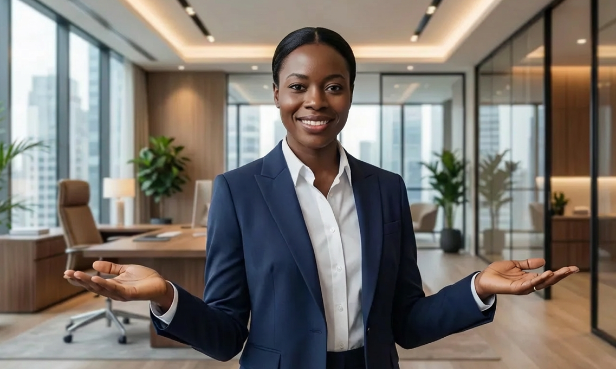 Professional in office representing ethical collections