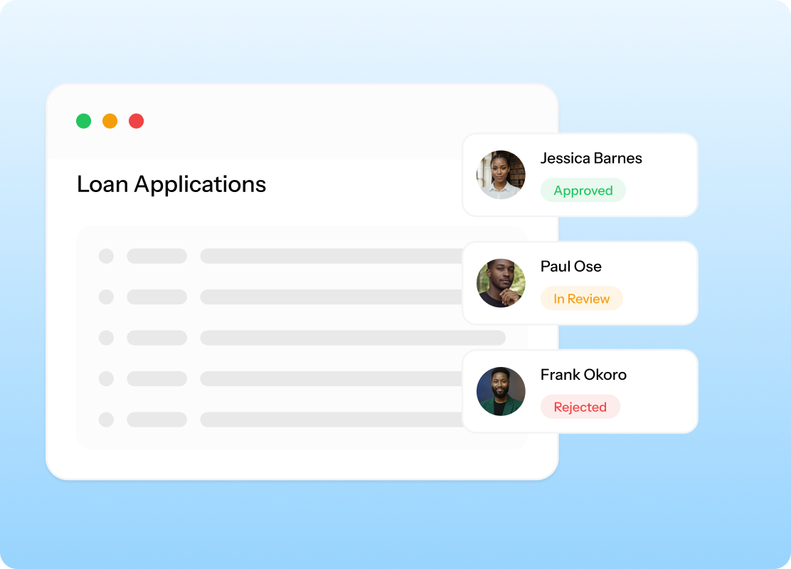 MidaForms — loan applications dashboard illustration