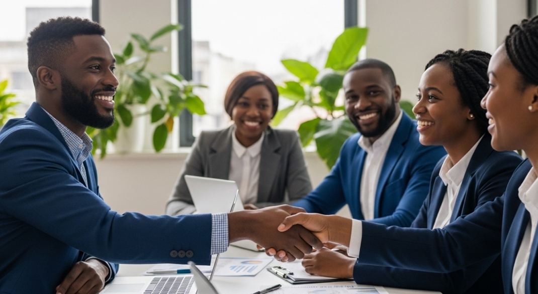 Mida partners meeting — professionals collaborating in a modern office